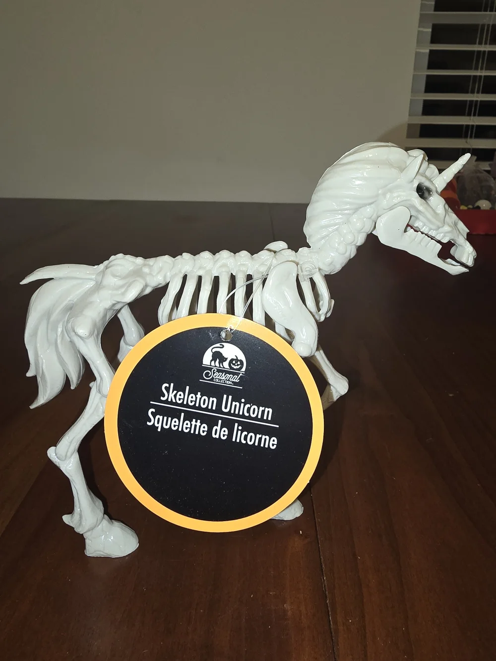 White Skeleton Unicorn Halloween Decor Figurine, 6. 5